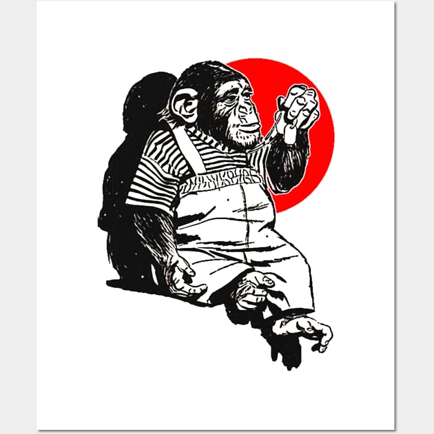 Little monkey sitting and well dressed Wall Art by Marccelus